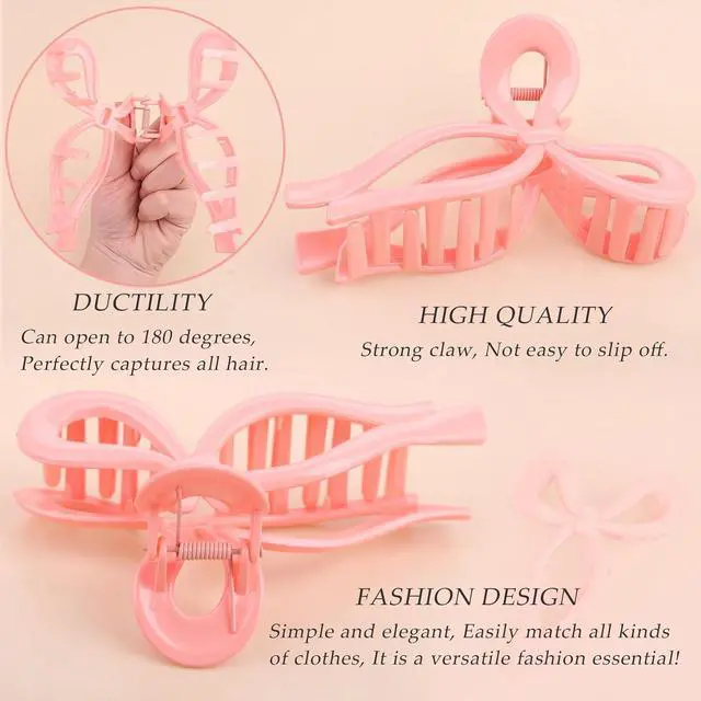 Alt view image 2 of 5 - 3 Pcs Bow Hair Clips Elegant Hair Claw Butterfly Hair Accessories for Girls Nonslip Butterfly Clips Hair Styling Accessories for Women