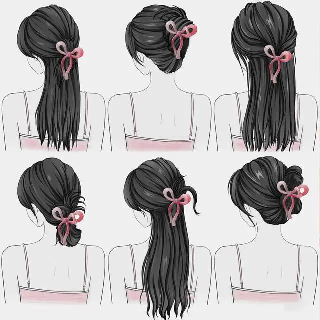 Alt view image 4 of 5 - 3 Pcs Bow Hair Clips Elegant Hair Claw Butterfly Hair Accessories for Girls Nonslip Butterfly Clips Hair Styling Accessories for Women