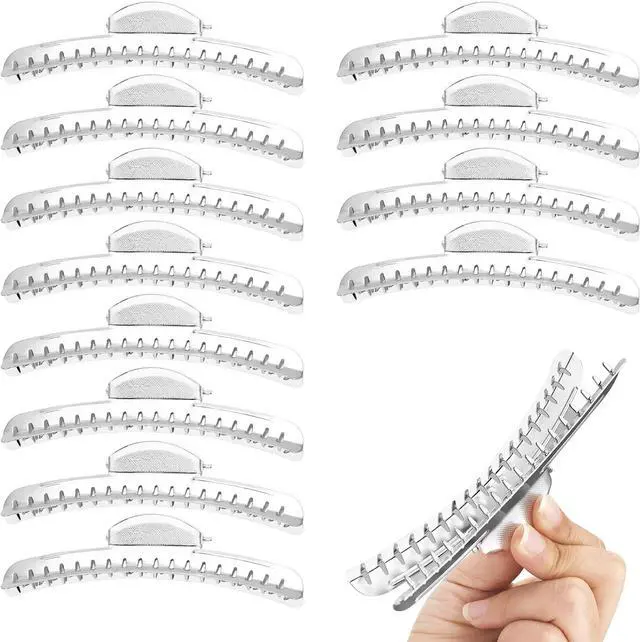 Main image of 12 PCS Butterfly Hair Clips, Metal Finger Wave Clips with Aluminum Tips - Gold Small Vintage Hair Clamps for Wavy Hair Styling (Silver)