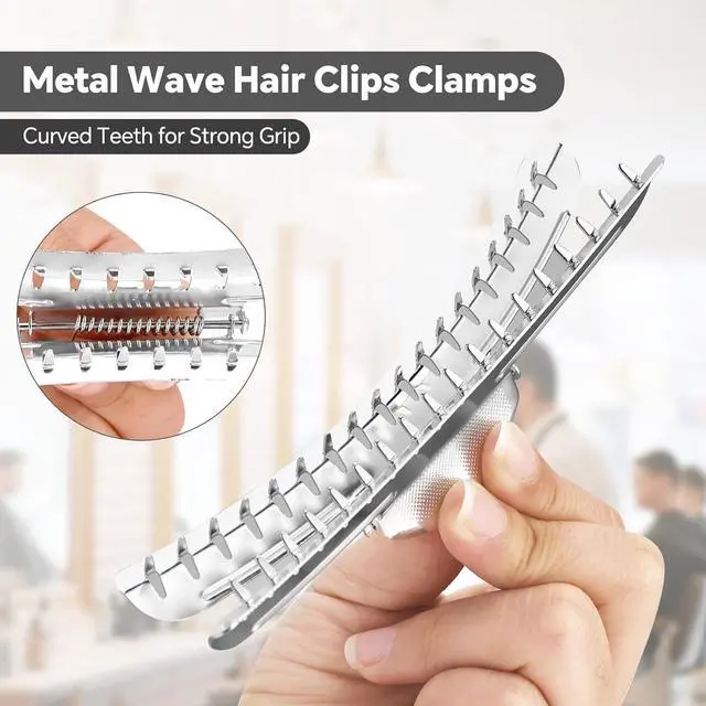 Alt view image 3 of 6 - 12 PCS Butterfly Hair Clips, Metal Finger Wave Clips with Aluminum Tips - Gold Small Vintage Hair Clamps for Wavy Hair Styling (Silver)