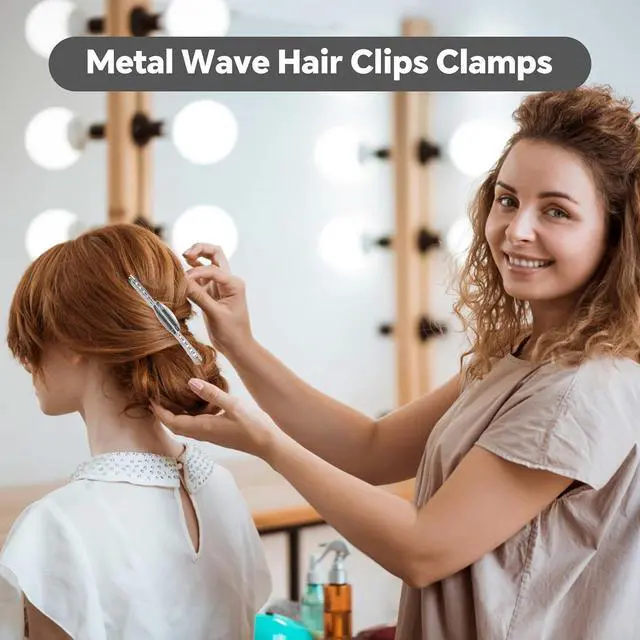 Alt view image 5 of 6 - 12 PCS Butterfly Hair Clips, Metal Finger Wave Clips with Aluminum Tips - Gold Small Vintage Hair Clamps for Wavy Hair Styling (Silver)