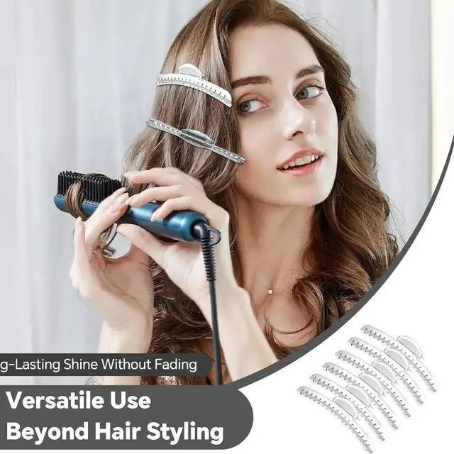 Alt view image 4 of 6 - 12 PCS Butterfly Hair Clips, Metal Finger Wave Clips with Aluminum Tips - Gold Small Vintage Hair Clamps for Wavy Hair Styling (Silver)