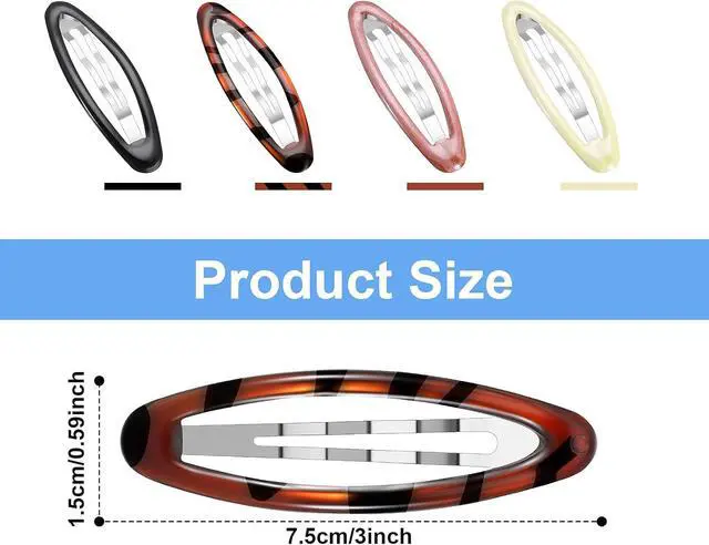 Alt view image 3 of 7 - WILLBOND 16 Pieces 2.8 Inch Large Hair Clip Barrettes for Women Big Oval Snap Water Drop Shape Metal Stoving Varnish No Slip Hair Barrettes for Girls Women Accessories(Adorable Color)