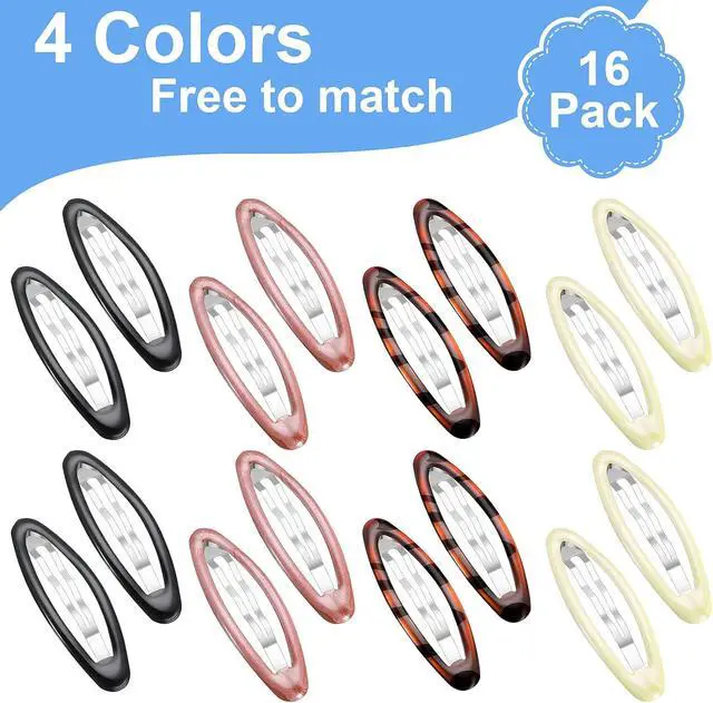 Alt view image 2 of 7 - WILLBOND 16 Pieces 2.8 Inch Large Hair Clip Barrettes for Women Big Oval Snap Water Drop Shape Metal Stoving Varnish No Slip Hair Barrettes for Girls Women Accessories(Adorable Color)