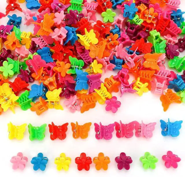 Main image of YISSION 200 Pcs Mini Hair Clips Flower Hair Clip Butterfly Hair Clips Small Claw Clips for Hair 90s Hair Accessories for Girls Women School Party Gifts Assorted Color