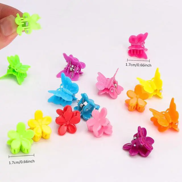 Alt view image 2 of 7 - YISSION 200 Pcs Mini Hair Clips Flower Hair Clip Butterfly Hair Clips Small Claw Clips for Hair 90s Hair Accessories for Girls Women School Party Gifts Assorted Color