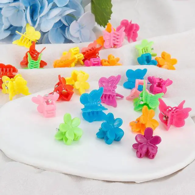 Alt view image 7 of 7 - YISSION 200 Pcs Mini Hair Clips Flower Hair Clip Butterfly Hair Clips Small Claw Clips for Hair 90s Hair Accessories for Girls Women School Party Gifts Assorted Color
