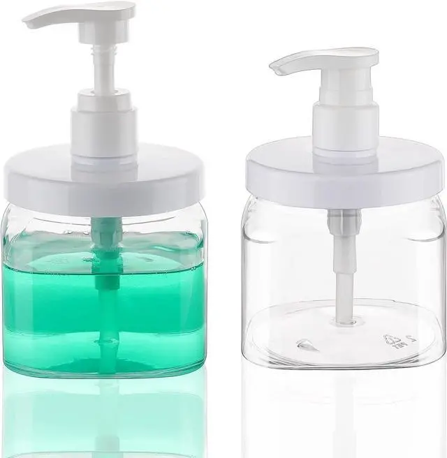Main image of Pump Bottle Dispenser 2 Pack 550ml/18.6oz Lotion Dispenser, Clear | Wide Mouth, Plastic Refillable, Empty Bathroom Shower Containers, For Hand Wash Shampoo Conditioner