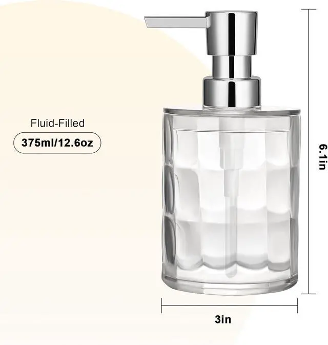 Alt view image 3 of 6 - Soap Dispenser Bathroom, Plastic Liquid 13.5oz Kitchen Reusable Soap Dispenser with Pump, Modern Refillable Liquid Soap