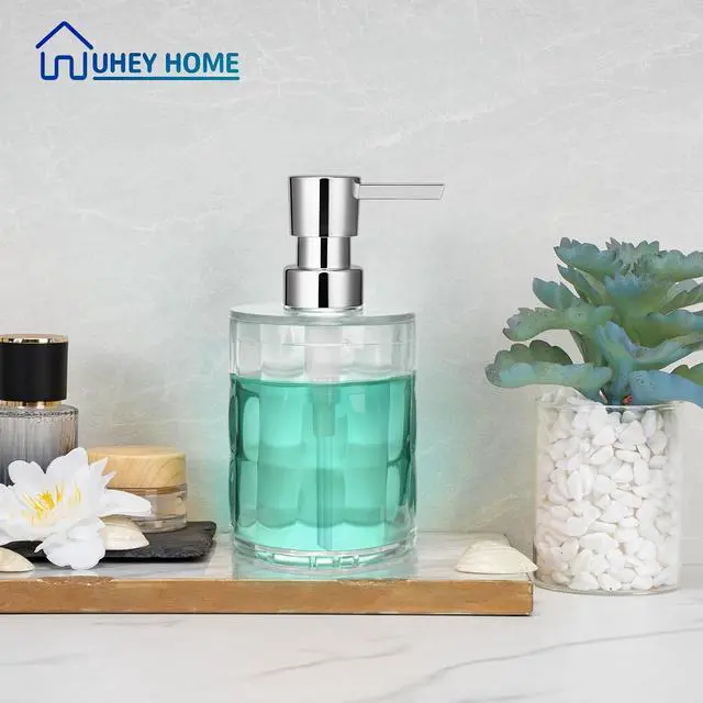 Alt view image 6 of 6 - Soap Dispenser Bathroom, Plastic Liquid 13.5oz Kitchen Reusable Soap Dispenser with Pump, Modern Refillable Liquid Soap