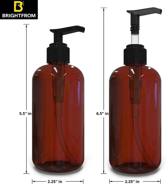 Alt view image 3 of 6 - BRIGHTFROM Plastic Bottles with Pump Dispenser, 8 OZ Empty, BPA Free Refillable Containers for Body Wash, Moisturizer, Face Cream, Liquid Soap - Amber/Black - 2 Pack