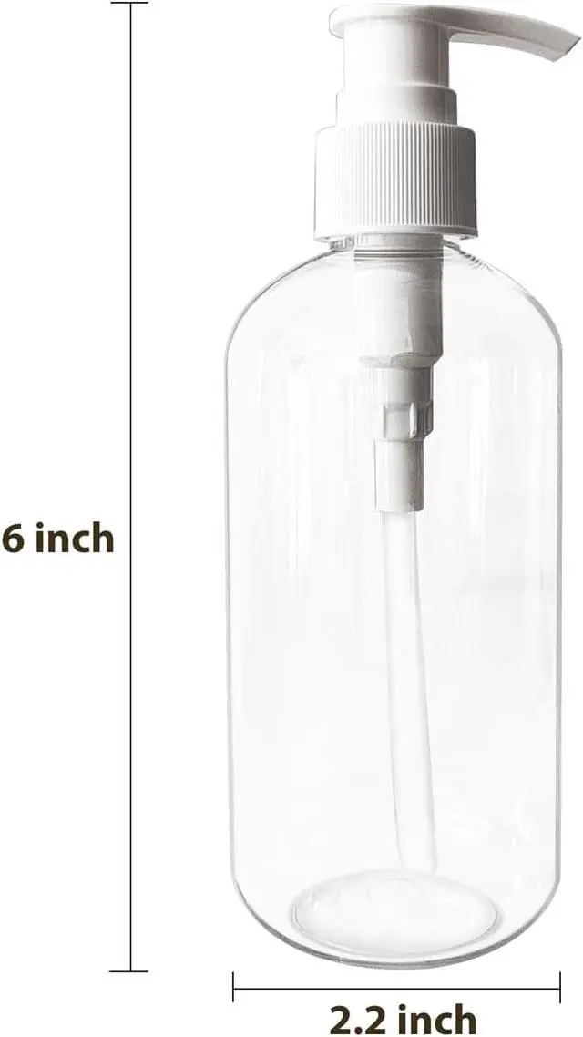 Alt view image 4 of 7 - 2 Pack Empty Plastic Bottles with Pump Dispenser, 8 oz, Clear/White, Refillable Containers for Body Wash, Moisturizer, Face Cream, Liquid Soap