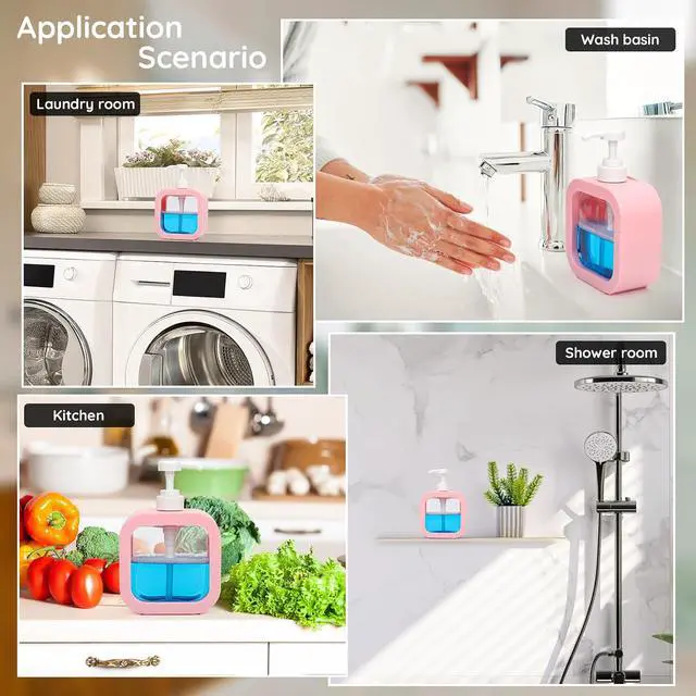 Alt view image 5 of 6 - Segbeauty 16.9oz Empty Kitchen Hand Soap Dispenser, Refillable Liquid Soap Dispenser for Bathroom, 500ml Pink Plastic Pump Bottle, Dish Soap Dispensers for Kitchen Sink with Pump and Labels
