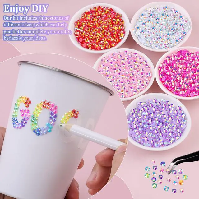 Alt view image 3 of 6 - 32000Pcs Resin Rhinestones for Crafting with Tweezers, Mixed-Color 3mm Non Hotfix Flatback Gems, Bedazzling Crystal for DIY Crafts Clothing Tumblers Mugs Shoes Fabric Decor Nail Art Makeup