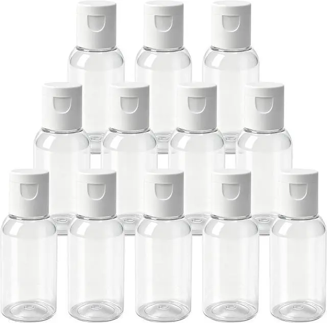 Main image of TrendBox 12 Pack Plastic Empty Bottles with Flip Cap for Shampoo, Lotions, Liquid Body Soap, Cream (1 oz / 30 ml)