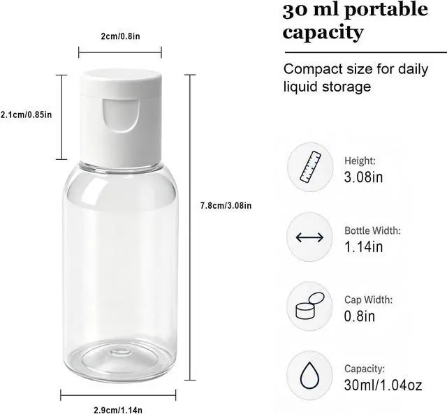 Alt view image 2 of 6 - TrendBox 12 Pack Plastic Empty Bottles with Flip Cap for Shampoo, Lotions, Liquid Body Soap, Cream (1 oz / 30 ml)