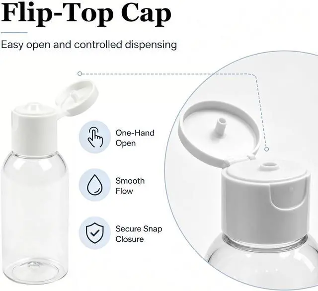 Alt view image 4 of 6 - TrendBox 12 Pack Plastic Empty Bottles with Flip Cap for Shampoo, Lotions, Liquid Body Soap, Cream (1 oz / 30 ml)