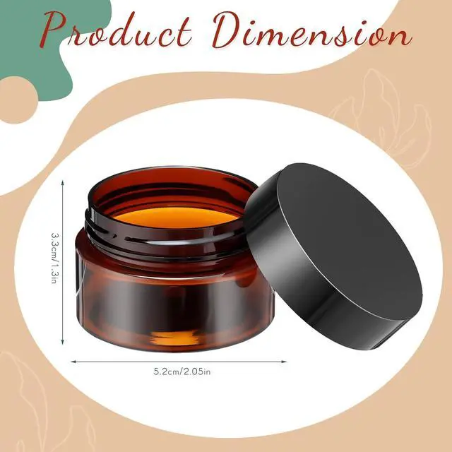 Alt view image 2 of 7 - Patelai 4 Pcs Plastic Jars Wide Mouth with Lids,1 Ounce,Amber | Travel Size for Creams Oils, Clear Round Storage Cosmetics Containers, Leak Proof Screw on Lids for Makeup Beauty DIY