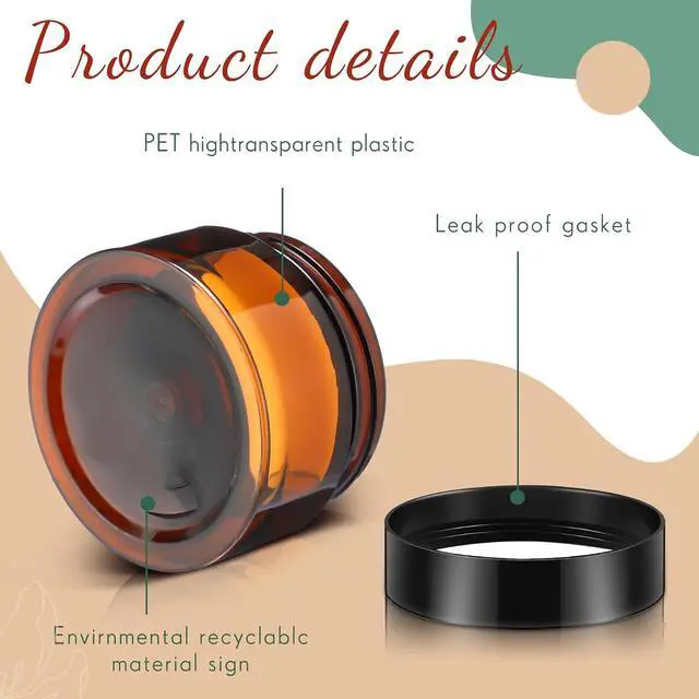 Alt view image 3 of 7 - Patelai 4 Pcs Plastic Jars Wide Mouth with Lids,1 Ounce,Amber | Travel Size for Creams Oils, Clear Round Storage Cosmetics Containers, Leak Proof Screw on Lids for Makeup Beauty DIY