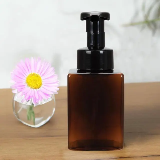 Alt view image 6 of 6 - Ginger Lily Farms Foaming Soap Dispenser, Refillable Plastic Pump Bottles for Liquid Hand Soap, 12 oz. Amber Bottle with Black Pump, 2-Pack