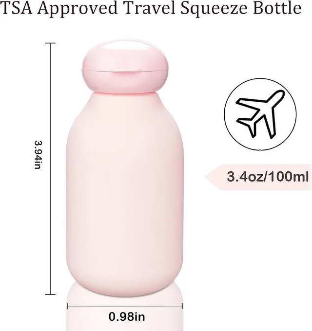 Alt view image 4 of 7 - Squeeze Bottle with Flip Cap 3.4 oz Travel Bottles for Toiletries | 2 Pack 100ml TSA Approved, Leak Proof, Shampoo and Conditioner Bottles, Refillable Plastic Travel Size Bottles, Pink