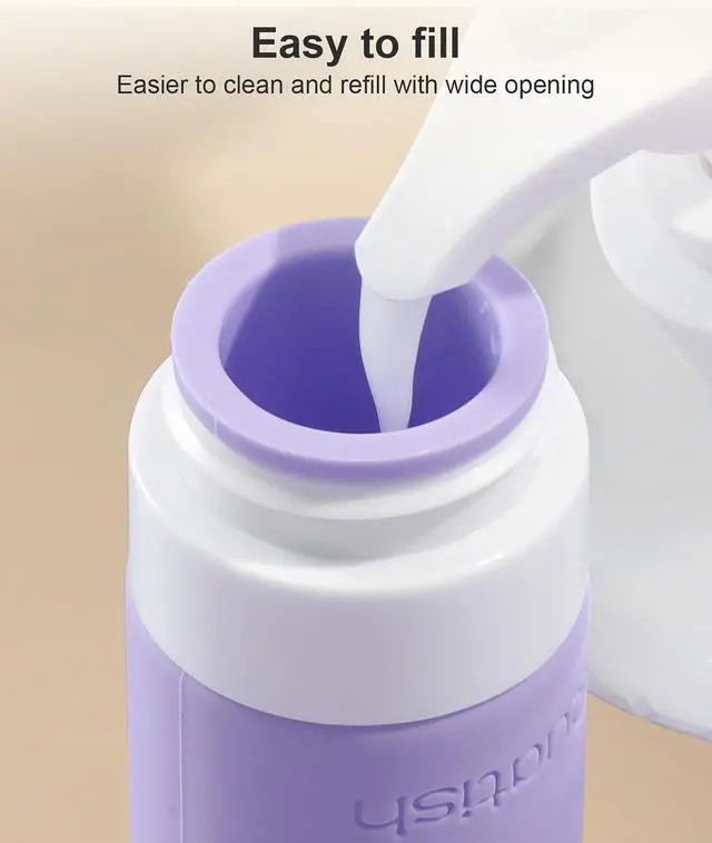 Alt view image 4 of 6 - Quatish Travel Bottles for Toiletries 6 Pack, Original Patented Leakproof 3 oz Tsa Approved Travel Size Containers, BPA Free Silicone Shampoo and Conditioner Bottles, Cruise Camping Essentials, Purple