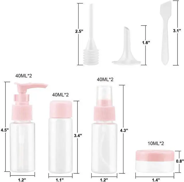 Alt view image 2 of 7 - Vitog Travel Bottles Kit, TSA Approved Leak Proof Portable Toiletry Containers Set, Clear PET Flight Size Cosmetic Containers for Lotion, Shampoo, Cream, Soap, Set of 11
