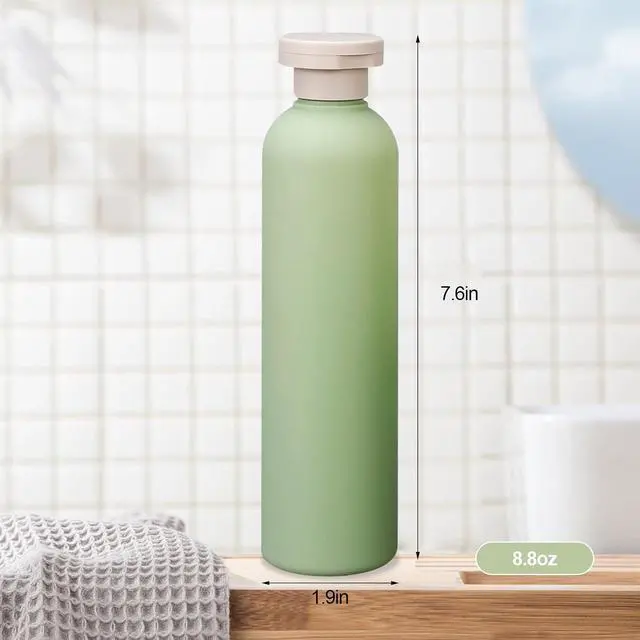 Alt view image 2 of 6 - 3Pcs 8.8oz Flip Top Squeeze Bottles,Reusable and Refillable Leak Proof Travel Bottles,For Lotions,Facial Creams,Shampoos,Hair Conditioner (Green)