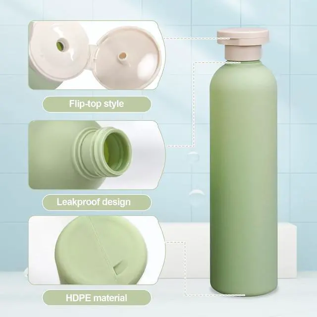 Alt view image 3 of 6 - 3Pcs 8.8oz Flip Top Squeeze Bottles,Reusable and Refillable Leak Proof Travel Bottles,For Lotions,Facial Creams,Shampoos,Hair Conditioner (Green)