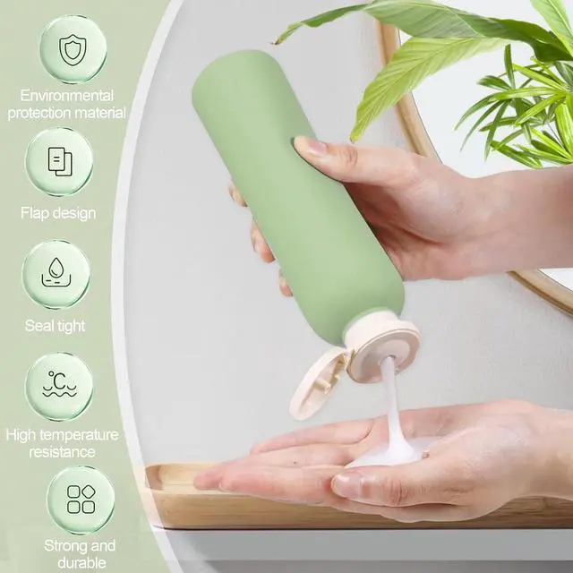 Alt view image 4 of 6 - 3Pcs 8.8oz Flip Top Squeeze Bottles,Reusable and Refillable Leak Proof Travel Bottles,For Lotions,Facial Creams,Shampoos,Hair Conditioner (Green)