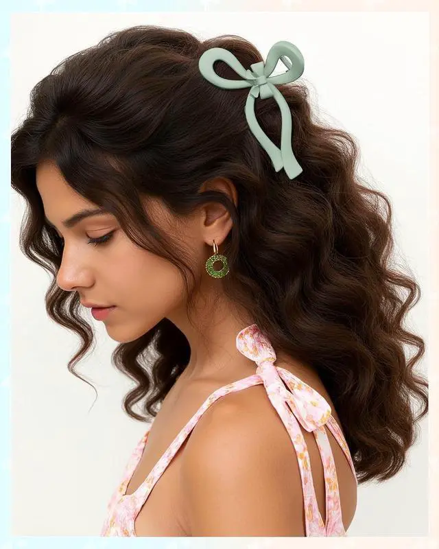 Alt view image 4 of 7 - AWAYTR 4Pcs Extra Large Bow Claw Clips for Thick Hair, 5.1" Hair Claw Clips | Extra Large Bow Claw Clips for Thick Hair, Sturdy Polycarbonate, Smooth Teeth, Secure Hold for Daily Wear