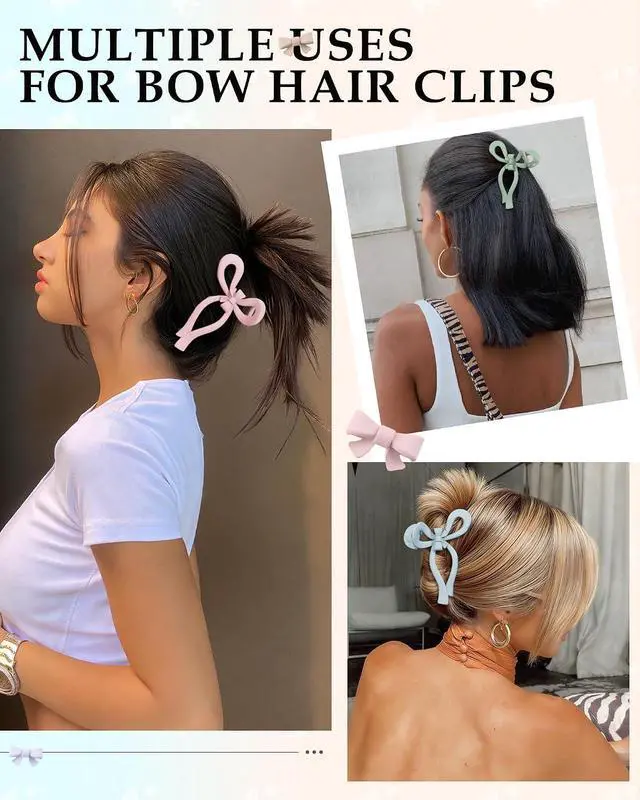 Alt view image 6 of 7 - AWAYTR 4Pcs Extra Large Bow Claw Clips for Thick Hair, 5.1" Hair Claw Clips | Extra Large Bow Claw Clips for Thick Hair, Sturdy Polycarbonate, Smooth Teeth, Secure Hold for Daily Wear