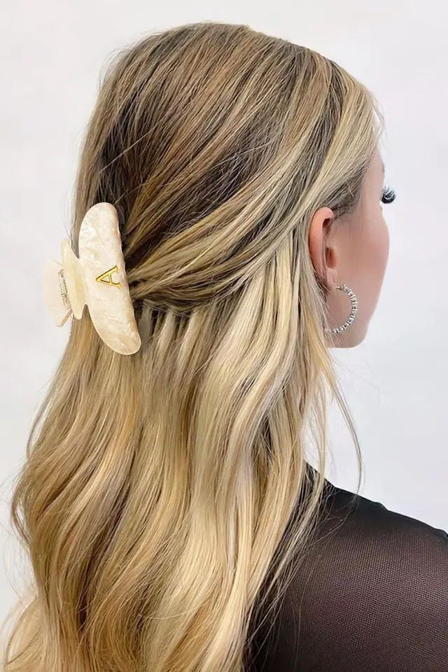 Alt view image 4 of 7 - LILIE&WHITE Mothers Day Gifts for Mom Daughter Acrylic Letter Hair Clips | For Women Stylish A Monogram Hair Claw Alphabet Hair Clip Fashion Glitter Claw Clips Hair Accessory A