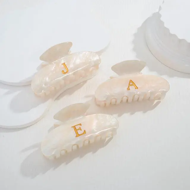 Alt view image 6 of 7 - LILIE&WHITE Mothers Day Gifts for Mom Daughter Acrylic Letter Hair Clips | For Women Stylish A Monogram Hair Claw Alphabet Hair Clip Fashion Glitter Claw Clips Hair Accessory A