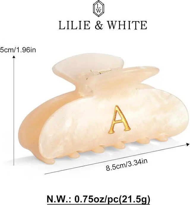 Alt view image 7 of 7 - LILIE&WHITE Mothers Day Gifts for Mom Daughter Acrylic Letter Hair Clips | For Women Stylish A Monogram Hair Claw Alphabet Hair Clip Fashion Glitter Claw Clips Hair Accessory A
