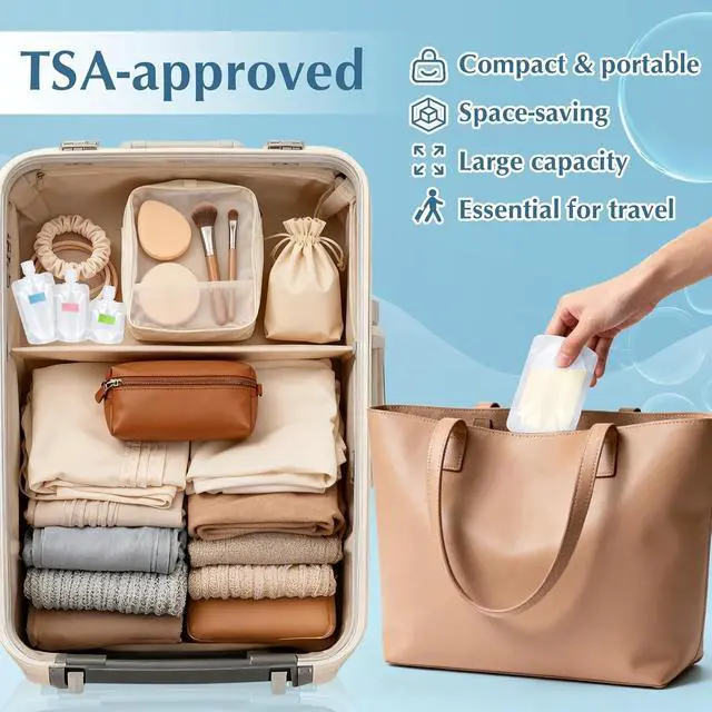 Alt view image 7 of 7 - RAINFLOW 17 Pack Travel Pouches for Toiletries - TSA Compliant Leak Proof | Refillable Liquid Pouches, Flat Travel Bottles for Shampoo Lotion Soap, Carry On Travel Containers 30ml 50ml 100ml