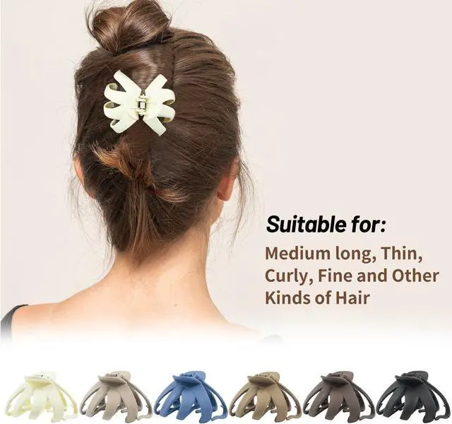 Alt view image 5 of 7 - 2.8 Inch Medium Octopus Hair Clips for Women, Matte Claw Clips for Thin Hair, Strong Hold Non-slip Spider Octopus Clip for Fine Hair Jaw Clips