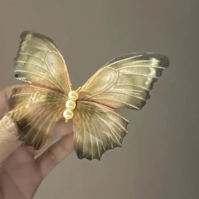 Alt view image 4 of 7 - Jumwrit 2pcs Butterfly Hair Clips Boho Big Pearl Green 3D Moving Wings Butterfly Hair Barrette Hair Clips Strong Hold Fairy Hairpin Accessories for Women Girls