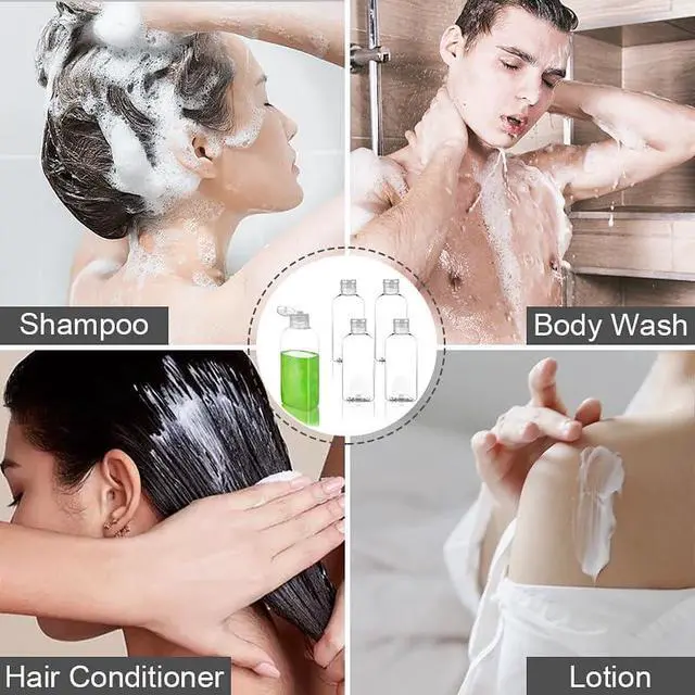 Alt view image 6 of 6 - Travel Bottles for Toiletries 5-Pack Squeeze Bottle with Flip Caps | Refillable Leak Proof TSA Approved 3.4oz/100ml Small Bottles for Shampoo, Conditioner, Lotion and Cosmetics