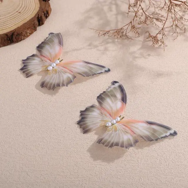 Alt view image 7 of 7 - Jumwrit 2pcs Butterfly Hair Clips Boho Big Pearl Green 3D Moving Wings Butterfly Hair Barrette Hair Clips Strong Hold Fairy Hairpin Accessories for Women Girls