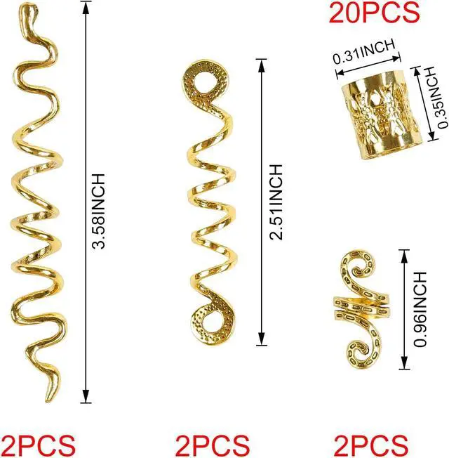 Alt view image 3 of 7 - TEBIEKOY 26pcs Gold Hair Accessories for Women Loc Hair Jewelry for Braids Metal Dreadlock Beads Set Snake Hair Clips Decoration Gold