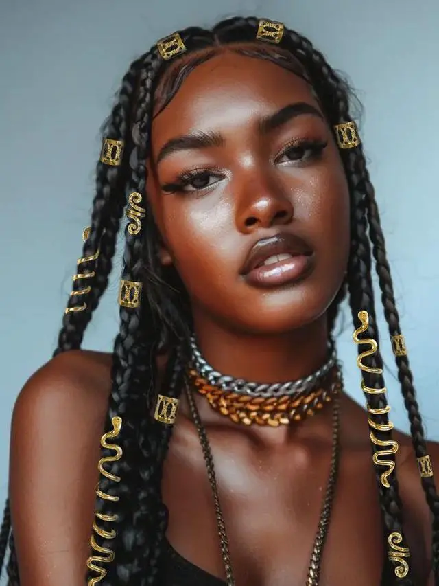 Alt view image 5 of 7 - TEBIEKOY 26pcs Gold Hair Accessories for Women Loc Hair Jewelry for Braids Metal Dreadlock Beads Set Snake Hair Clips Decoration Gold