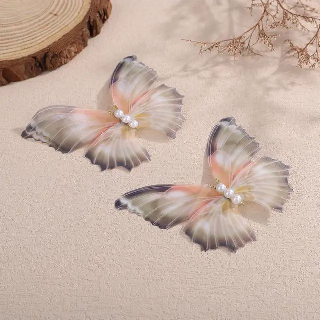 Alt view image 6 of 7 - Jumwrit 2pcs Butterfly Hair Clips Boho Big Pearl Green 3D Moving Wings Butterfly Hair Barrette Hair Clips Strong Hold Fairy Hairpin Accessories for Women Girls