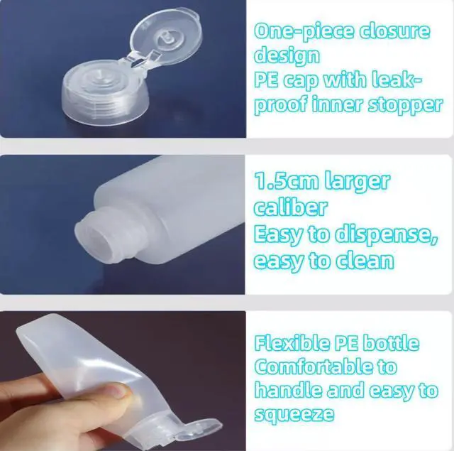 Alt view image 4 of 6 - Travel Size Bottles 1oz Squeeze Bottles With Flip Cap Leak Proof BPA Free Refillable Tubes Travel 6 Pack