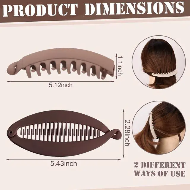 Alt view image 2 of 7 - ProSuites 8PCS Banana Hair Clips for Women, 2 Styles Cute and Stylish French Hair Claw Clips Ponytail Holder Hair Accessories for Thin/Thick Hair, All Day Hold
