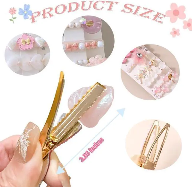 Alt view image 2 of 7 - 3 pack Hair Clips for Girl and Women 2.36 inch Fashion Hair Clips Set Pearl Acrylic Resin Hair Accessories for Thick Hair