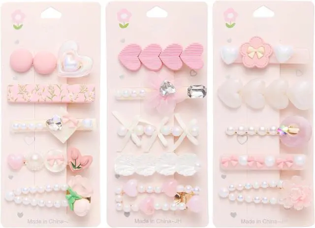 Main image of 3 pack Hair Clips for Girl and Women 2.36 inch Fashion Hair Clips Set Pearl Acrylic Resin Hair Accessories for Thick Hair