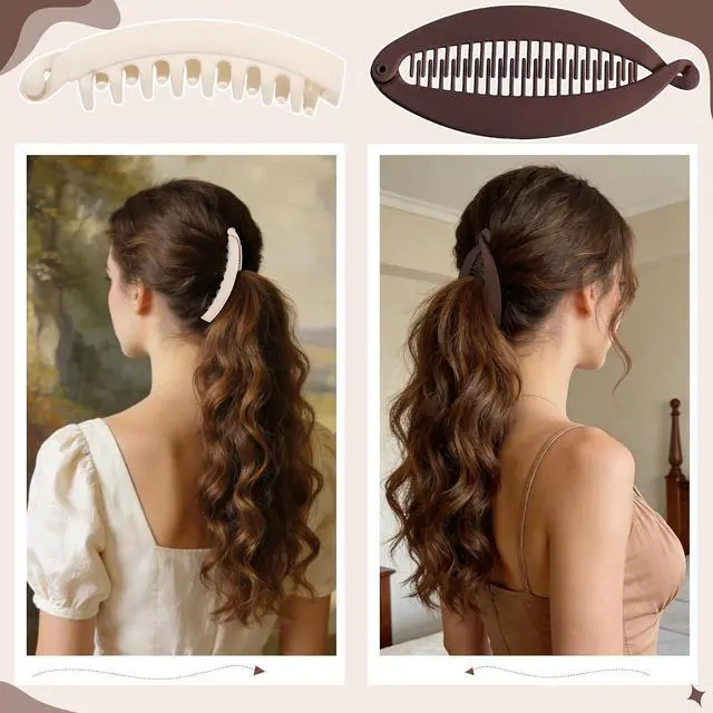 Alt view image 5 of 7 - ProSuites 8PCS Banana Hair Clips for Women, 2 Styles Cute and Stylish French Hair Claw Clips Ponytail Holder Hair Accessories for Thin/Thick Hair, All Day Hold