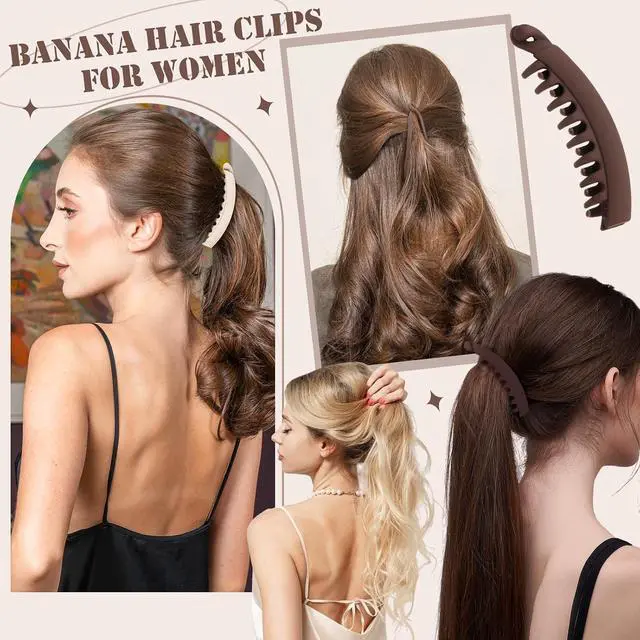Alt view image 6 of 7 - ProSuites 8PCS Banana Hair Clips for Women, 2 Styles Cute and Stylish French Hair Claw Clips Ponytail Holder Hair Accessories for Thin/Thick Hair, All Day Hold