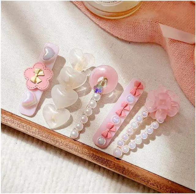 Alt view image 4 of 7 - 3 pack Hair Clips for Girl and Women 2.36 inch Fashion Hair Clips Set Pearl Acrylic Resin Hair Accessories for Thick Hair